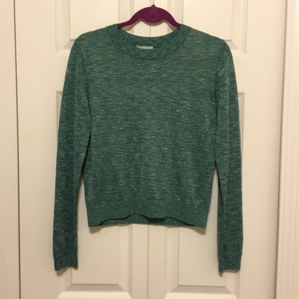 H&M teal blue and green sparkle sweater Small
